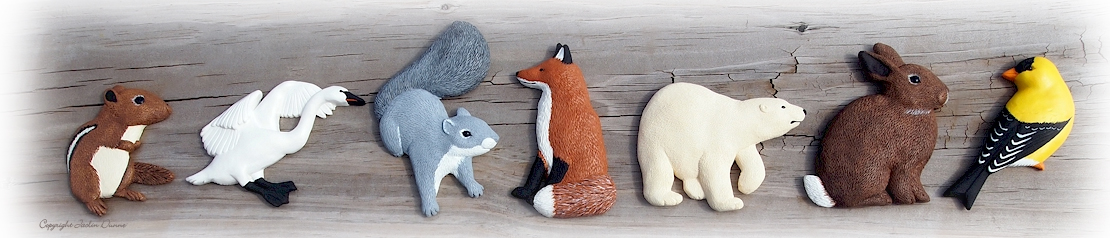 Chipmunk, Trumpeter, Squirrel, Red Fox, Polar Bear, Cottontail, Goldfinch Ornaments